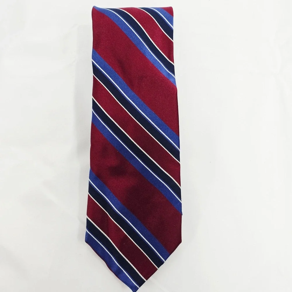 Jones‎ New York Necktie Burgundy Blue Striped Business Career Men's Tie